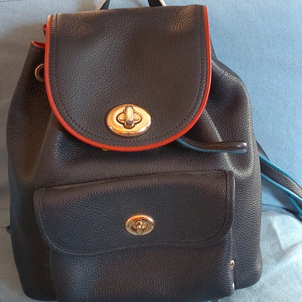 Coach colorblock pebble leather mini backpack